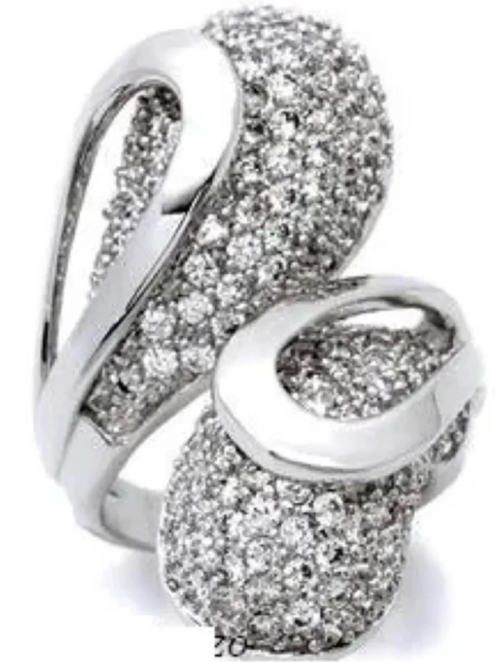 New Huge Micro Pave Set Cz Diamond statement Cocktail Dome ladies Ring Silver